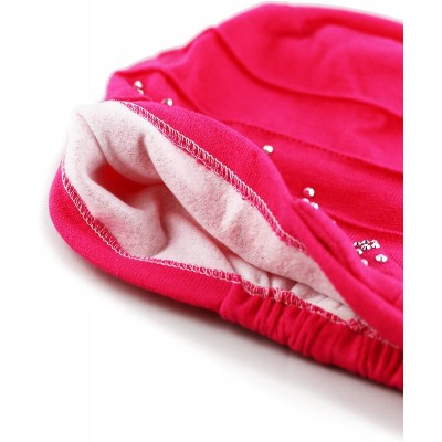 Skullies & Beanies Women's Handmade Warm Baggy Fleece Lined Slouch Beanie Hat - 2. Ribbon2 - Hot Pink - CN18ZN4SZ4E $25.56