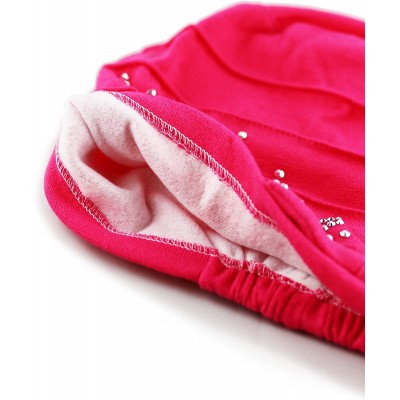 Skullies & Beanies Women's Handmade Warm Baggy Fleece Lined Slouch Beanie Hat - 2. Ribbon2 - Hot Pink - CN18ZN4SZ4E $14.80