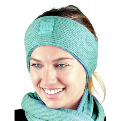 Cold Weather Headbands Unisex Winter Thick Ribbed Knit Stretchy Plain Ear Warmer Headband - Violet - C418Y322D99 $25.84