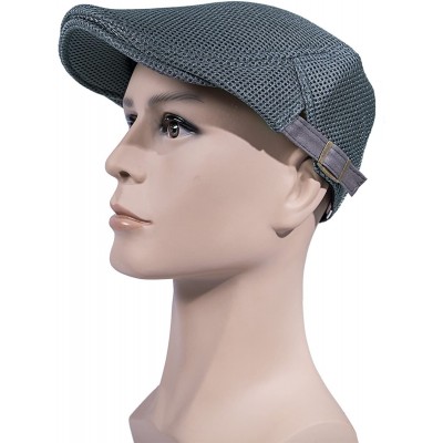 Newsboy Caps Men Breathable mesh Summer hat Newsboy Beret Ivy Cap Cabbie Flat Cap - Grey - CD18CQTQMQT $11.39
