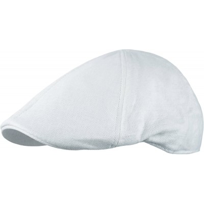 Newsboy Caps Men's Linen Blend Cotton Newsboy Cap- Cool Duckbill Pub Hat- Golf Ivy Cap - White - C6180MGNKA6 $14.98