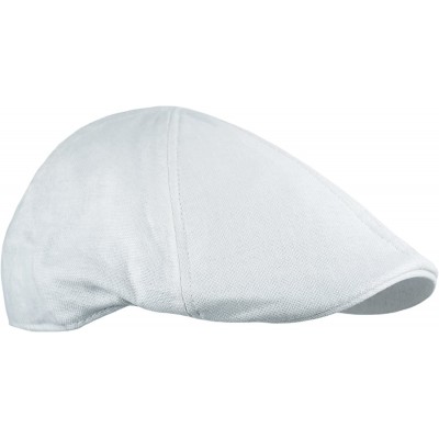 Newsboy Caps Men's Linen Blend Cotton Newsboy Cap- Cool Duckbill Pub Hat- Golf Ivy Cap - White - C6180MGNKA6 $14.98