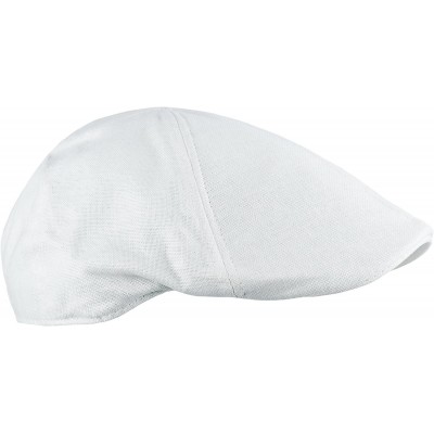 Newsboy Caps Men's Linen Blend Cotton Newsboy Cap- Cool Duckbill Pub Hat- Golf Ivy Cap - White - C6180MGNKA6 $14.98