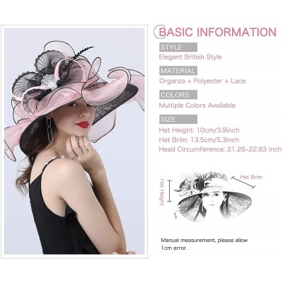 Sun Hats Women Kentucky Derby Church Hat Organza Flower Wide Brim Fascinator Hats for Wedding Tea Party- Dual-use - CI194TNSA...