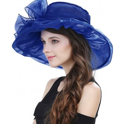 Sun Hats Women's Kentucky Derby Fascinators Church Wedding Easter Tea Party Hat - Navy Blue - CE18RLT95M7 $17.88