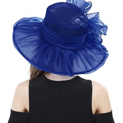 Sun Hats Women's Kentucky Derby Fascinators Church Wedding Easter Tea Party Hat - Navy Blue - CE18RLT95M7 $17.88