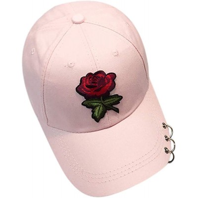 Baseball Caps Women Men Rose Embroidered Dad Hat Unisex Cute Snapback Hip Hop Hat Adjustable Cotton Printed Baseball Cap - CG...