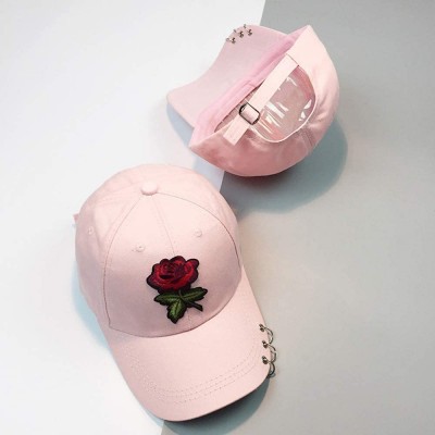 Baseball Caps Women Men Rose Embroidered Dad Hat Unisex Cute Snapback Hip Hop Hat Adjustable Cotton Printed Baseball Cap - CG...