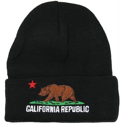 Skullies & Beanies California Republic Cuff Knit Beanie - Black/Brown - CK12835OZE7 $11.20