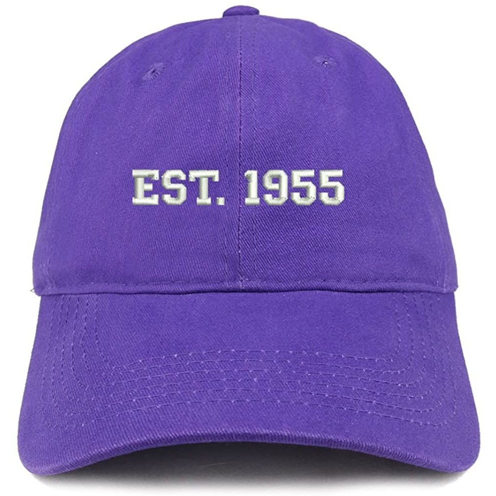 Baseball Caps EST 1955 Embroidered - 65th Birthday Gift Soft Cotton Baseball Cap - Purple - CD180O2M7OG $19.44