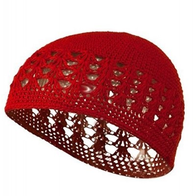 Skullies & Beanies Cotton Kufi Cap Red- Ultra stretch- fits all sizes- keeps hair in place - Red - C811IFRDXCJ $11.44