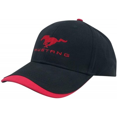 Baseball Caps Ford Mustang Baseball Cap- Adjustable 100% Brushed Cotton Twill Hat- One Size- Red and Black - CJ18AYETKIX $41.50