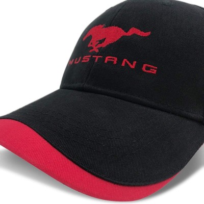 Baseball Caps Ford Mustang Baseball Cap- Adjustable 100% Brushed Cotton Twill Hat- One Size- Red and Black - CJ18AYETKIX $16.40