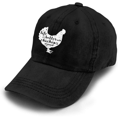 Baseball Caps Life is Better with Chickens Around Vintage Adjustable Ponytail Cowboy Cap Gym Caps for Female Women Gifts - CR...