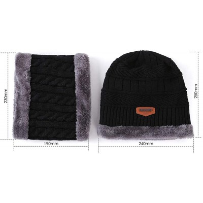 Skullies & Beanies Women Men Reversible Winter Warm Knit Hat Ski Cap Fleece Neck Warmer Circle Loop Scarf Soft Plush Lined - ...