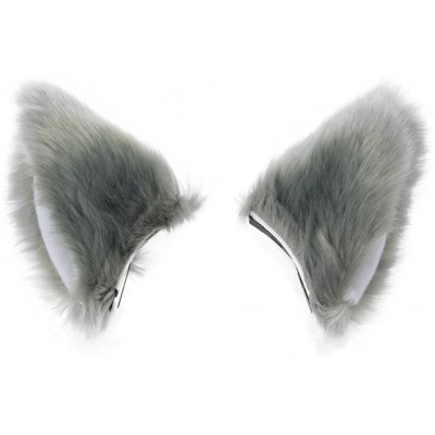 Headbands Cat Fox Long Fur Ears Hair Clip Cosplay Costume Kit Fancy Dress Halloween Party - Gray + White - CX18I256OQZ $8.42