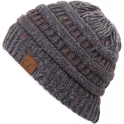 Skullies & Beanies Exclusives Unisex Ribbed Confetti Knit Beanie (HAT-33) - Dkmelgrey Ombre - C018SKU8X0W $16.56