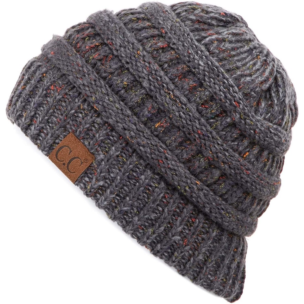 Skullies & Beanies Exclusives Unisex Ribbed Confetti Knit Beanie (HAT-33) - Dkmelgrey Ombre - C018SKU8X0W $16.56