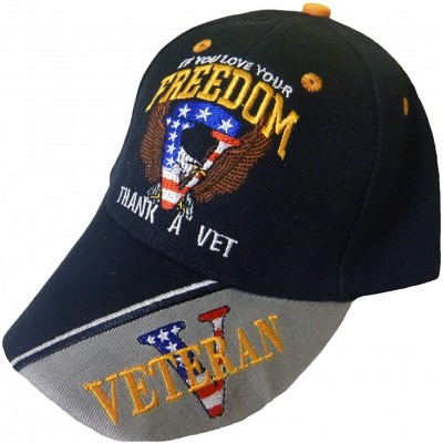 Baseball Caps Patriotic Black Cap If you Love Your Freedom Thank Vet Bald Eagle American Flag- Multi- One Size - CK11IFZLTGD ...