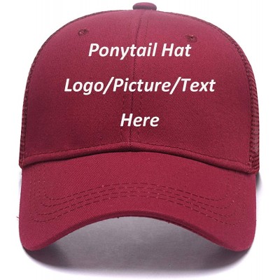 Baseball Caps Custom Snapback Hats Unisex Ponytail Baseball Cap High Bun Ponycap Adjustable Mesh Trucker Hats Funny Gifts - C...