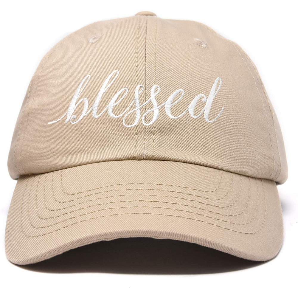 Baseball Caps Blessed Women's Baseball Cap Soft Cotton Dad Hat - Khaki - CG18RRGEXHM $15.29