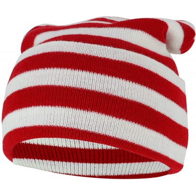 Skullies & Beanies Red White Stripe Long Cuff Beanie - Red White 1 Pack - C918K3529YW $10.12
