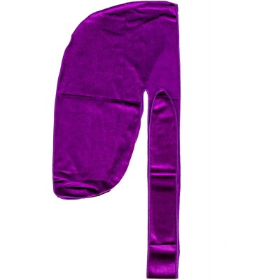 Skullies & Beanies Velvet Du-Rag-Premium Quality-Wave Cap Long Straps - Purple - C418CIWXWYL $13.61