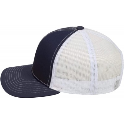 Baseball Caps Custom Trucker Mesh Back Hat Embroidered Your Own Text Curved Bill Outdoorcap - Navy/White - CA18K59I66R $26.02