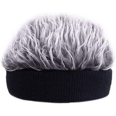 Visors Flair Hair Sun Visor Cap with Fake Hair Wig Baseball Cap Hat - Grey Black - CP1966GX66R $19.79