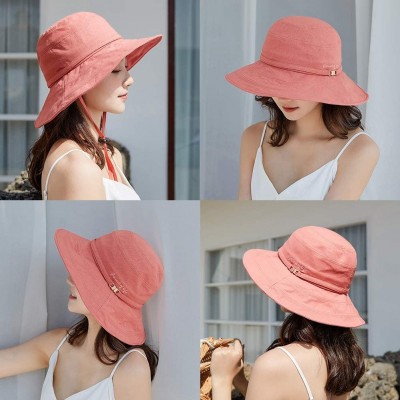 Newsboy Caps Womens UPF50+ Linen/Cotton Summer Sunhat Bucket Packable Hats w/Chin Cord - 00016_red(with Face Shield) - C5197A...