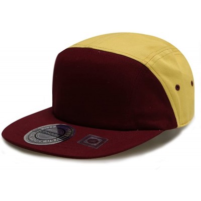 Baseball Caps Baseball 5 Panel Biker Hat - 145 Burgundy/Gold - CJ126HG4CNN $9.17