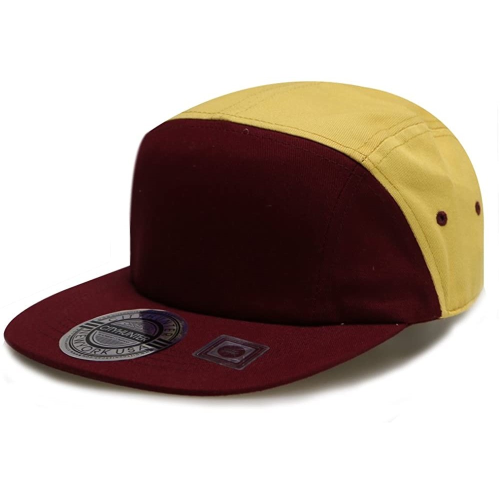 Baseball Caps Baseball 5 Panel Biker Hat - 145 Burgundy/Gold - CJ126HG4CNN $9.17