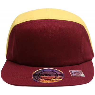 Baseball Caps Baseball 5 Panel Biker Hat - 145 Burgundy/Gold - CJ126HG4CNN $9.17