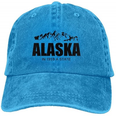 Baseball Caps Unisex Adult Alaska Vintage Adjustable Baseball Cap Denim Dad Hat - Royalblue - CI18GE9XTTX $14.01