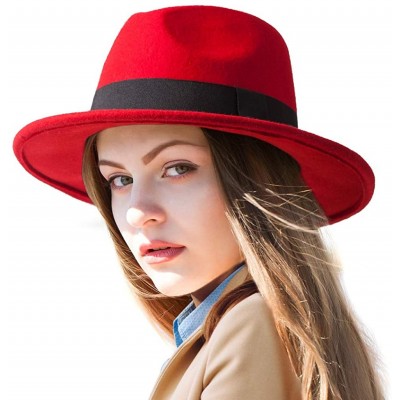 Fedoras Fedora Hats for Women DIY Band Belt Buckle Wool or Straw Wide Brim Beach Sun Hat - CH18ZIK3TEY $50.18