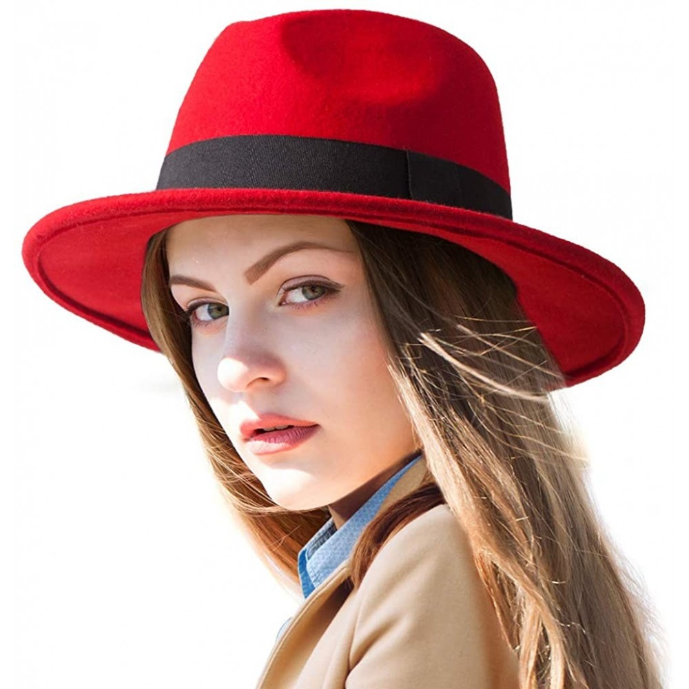Fedoras Fedora Hats for Women DIY Band Belt Buckle Wool or Straw Wide Brim Beach Sun Hat - CH18ZIK3TEY $20.31