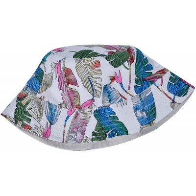 Bucket Hats Fashion Print Bucket Hat Summer Fisherman Cap for Women Men - Banana Leaves White - CS18AOKDCC7 $10.83