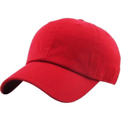 Baseball Caps Dad Hat Adjustable Plain Cotton Cap Polo Style Low Profile Baseball Caps Unstructured - Red - CF12FOW5O1P $10.11