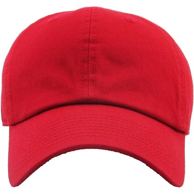 Baseball Caps Dad Hat Adjustable Plain Cotton Cap Polo Style Low Profile Baseball Caps Unstructured - Red - CF12FOW5O1P $10.11