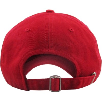Baseball Caps Dad Hat Adjustable Plain Cotton Cap Polo Style Low Profile Baseball Caps Unstructured - Red - CF12FOW5O1P $10.11