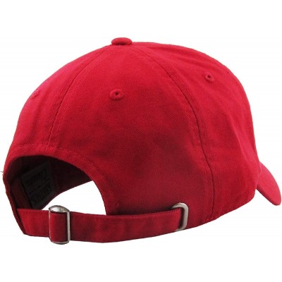 Baseball Caps Dad Hat Adjustable Plain Cotton Cap Polo Style Low Profile Baseball Caps Unstructured - Red - CF12FOW5O1P $10.11