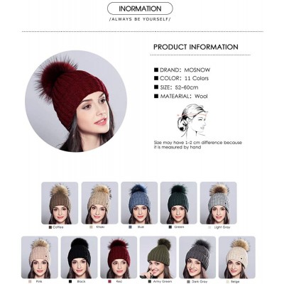 Skullies & Beanies Knit Stocking Cap for Women Girls Adult Students Fur Pompom Beanie Bobble Ski Hat - Red - CA18X2ZA7W4 $16.89