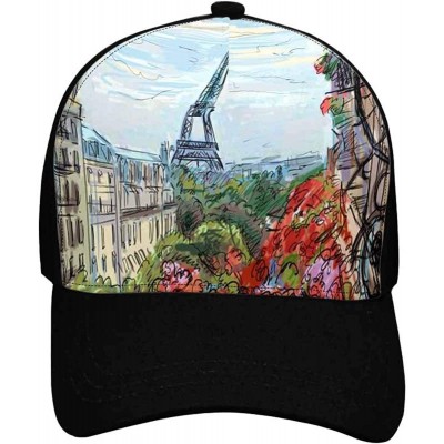 Baseball Caps France Paris Eiffel Tower Adjustable Unisex Men Women Baseball Caps Classic Dad Hats- Black - Design 6 - CG18QL...