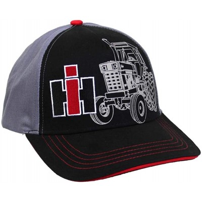 Baseball Caps IH 1066 Tractor Print Black and Grey Twill Cap OBT103 - CL18TYCDSEQ $36.00
