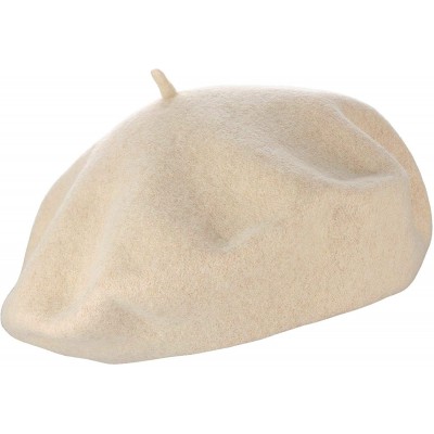 Berets French Style Lightweight Casual Classic Solid Color Wool Beret - Khaki - CQ125WDKHB3 $9.95