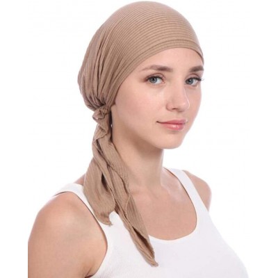 Skullies & Beanies 3Pack Women's Beanie Chemo Hat Cap Pre-Tied Cancer Headscarf - Black Khaki Wine Red - C6198AYA933 $14.14