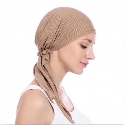 Skullies & Beanies 3Pack Women's Beanie Chemo Hat Cap Pre-Tied Cancer Headscarf - Black Khaki Wine Red - C6198AYA933 $14.14