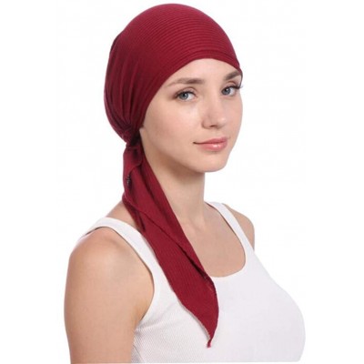Skullies & Beanies 3Pack Women's Beanie Chemo Hat Cap Pre-Tied Cancer Headscarf - Black Khaki Wine Red - C6198AYA933 $14.14