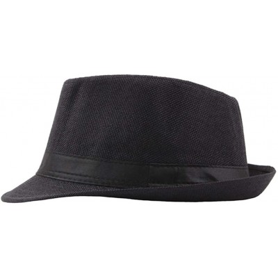 Sun Hats Men's Top Hat Wide Brim Straw Hat Foldable Roll up Hat Summer Beach Sun Protection Hat - Black - C118Z9NKUZZ $7.62