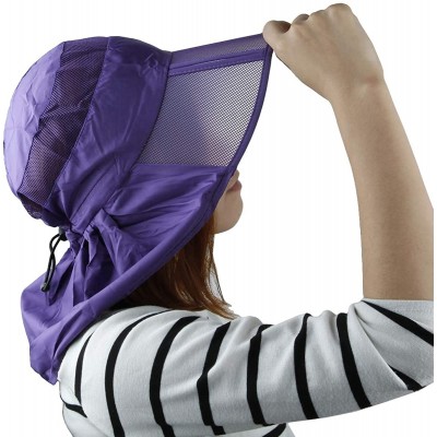 Sun Hats Women Sun Protection Hat-Ultra Thin Lightweight Foldable Garden Flap Cap - 04-purple - C712EMMFZ7V $12.38